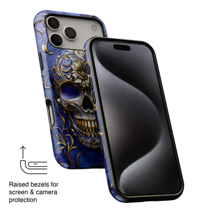 Gold Floral Skull Design iPhone Case