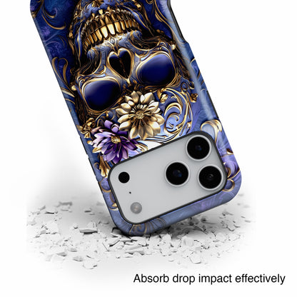 Gold Floral Skull Design iPhone Case