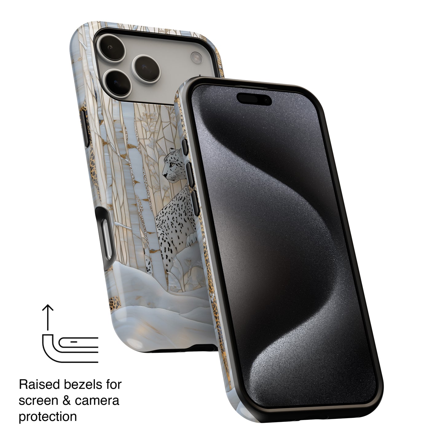 Snow Leopard in Winter Forest Design 1 iPhone Case