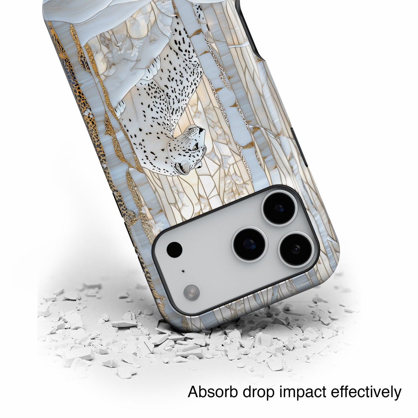 Snow Leopard in Winter Forest Design 1 iPhone Case