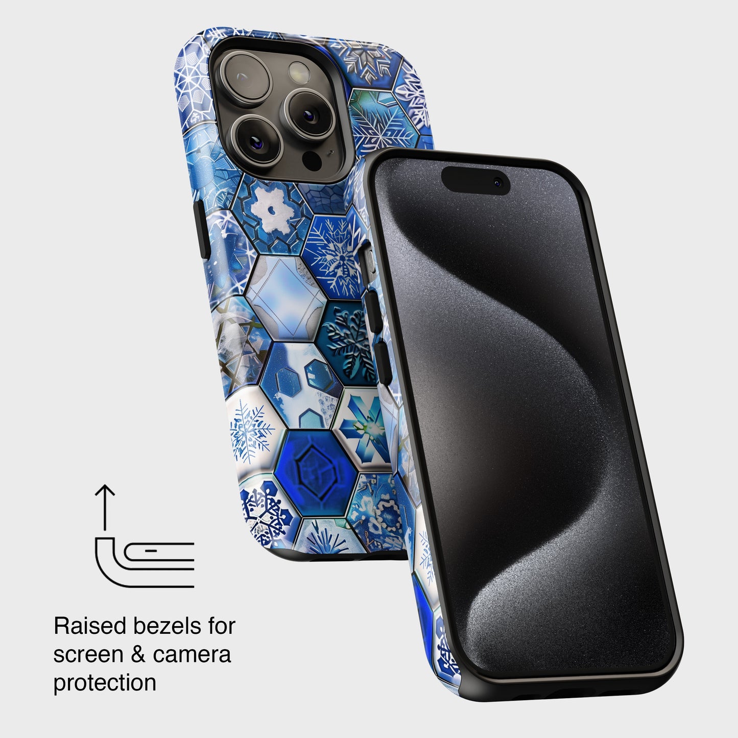 Blue Snowflakes Portuguese Tiles Design iPhone Case