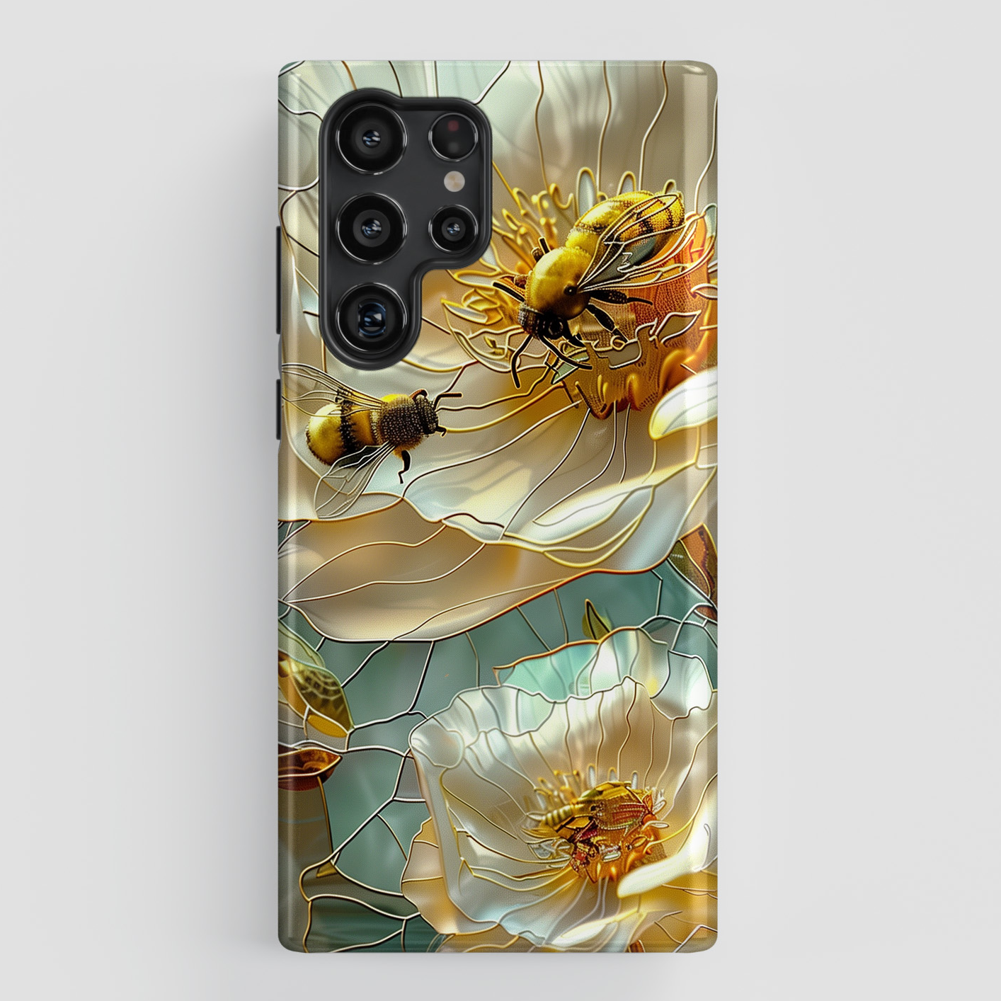 Bees on Flower Stained Glass Design Samsung Phone Case