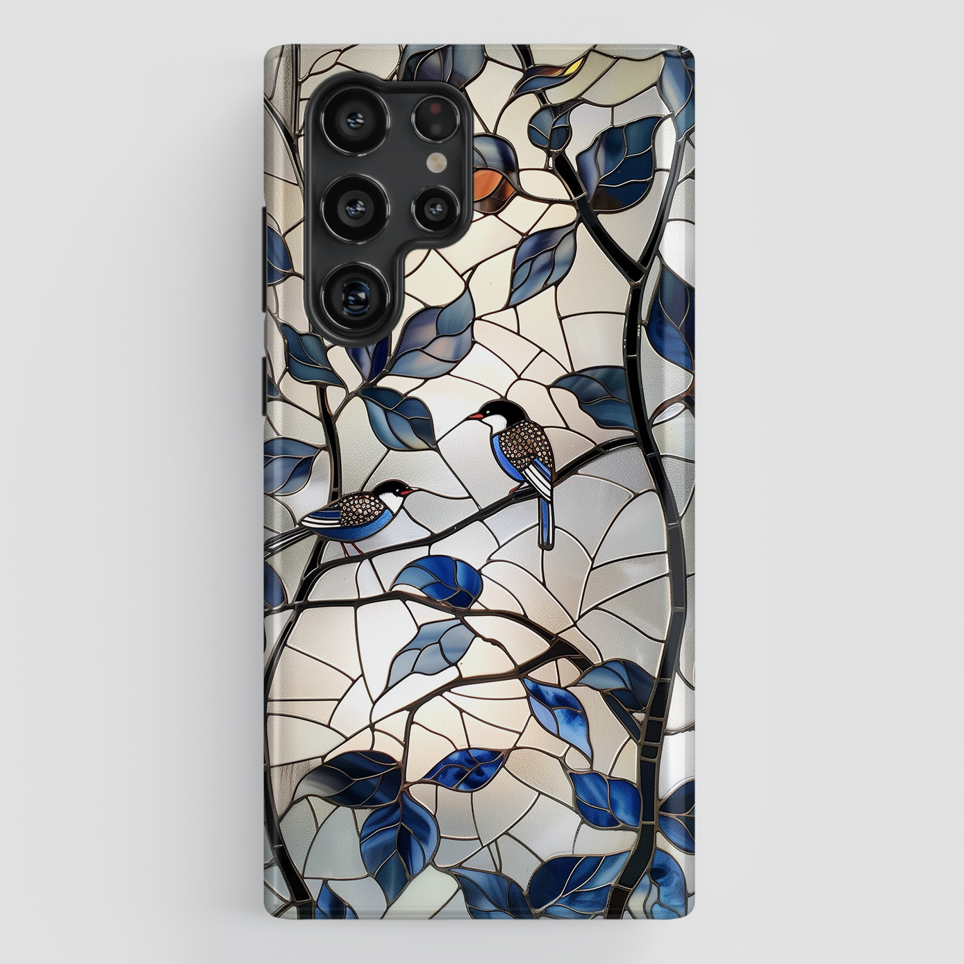 Birds in Tree Stained Glass Design Samsung Phone Case