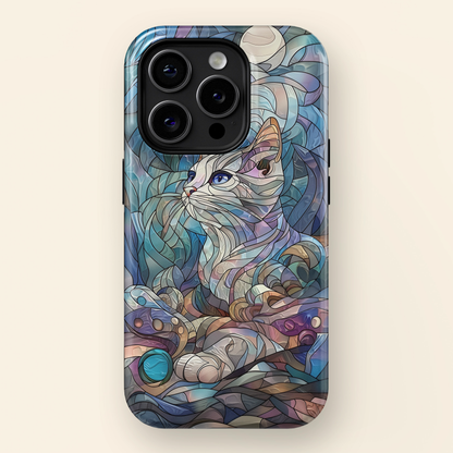 Cute Cat Stained Glass Design Design iPhone Case