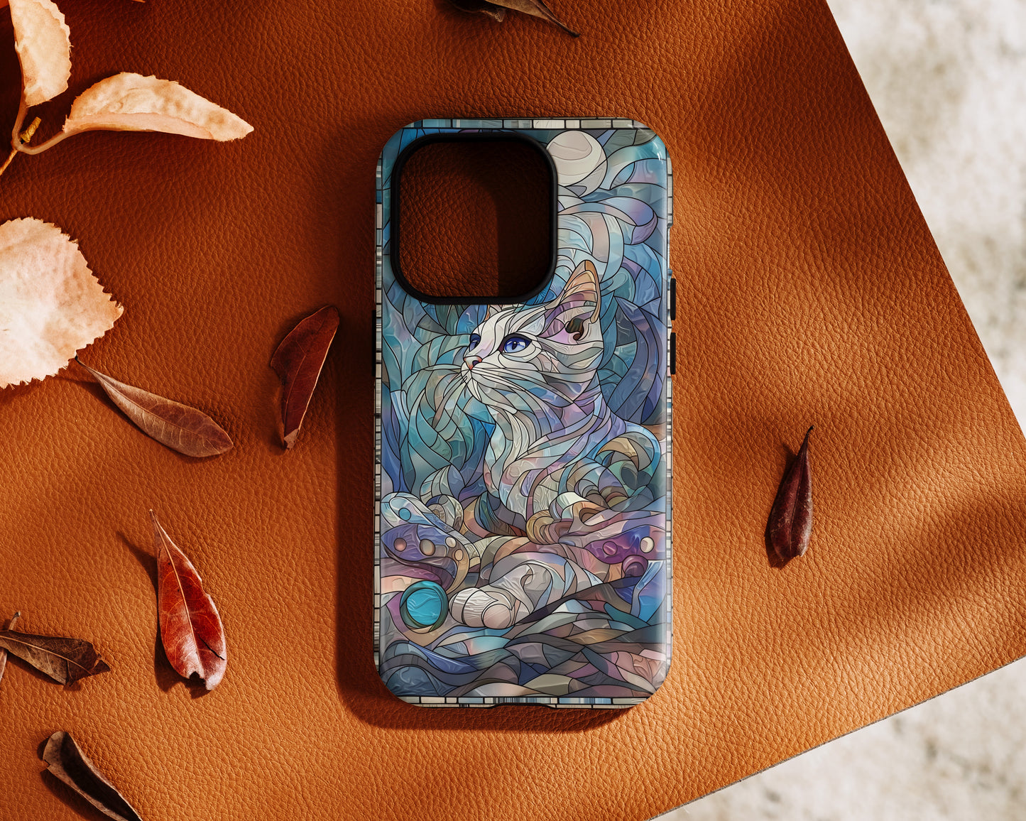 Cute Cat Stained Glass Design Design iPhone Case