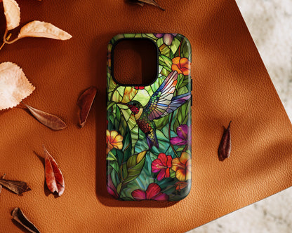 Colourful Hummingbird Stained Glass Design iPhone Case