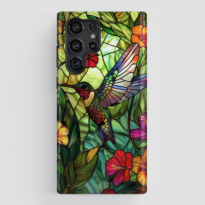 Colourful Hummingbird Stained Glass Design Samsung Phone Case