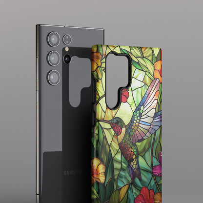 Colourful Hummingbird Stained Glass Design Samsung Phone Case