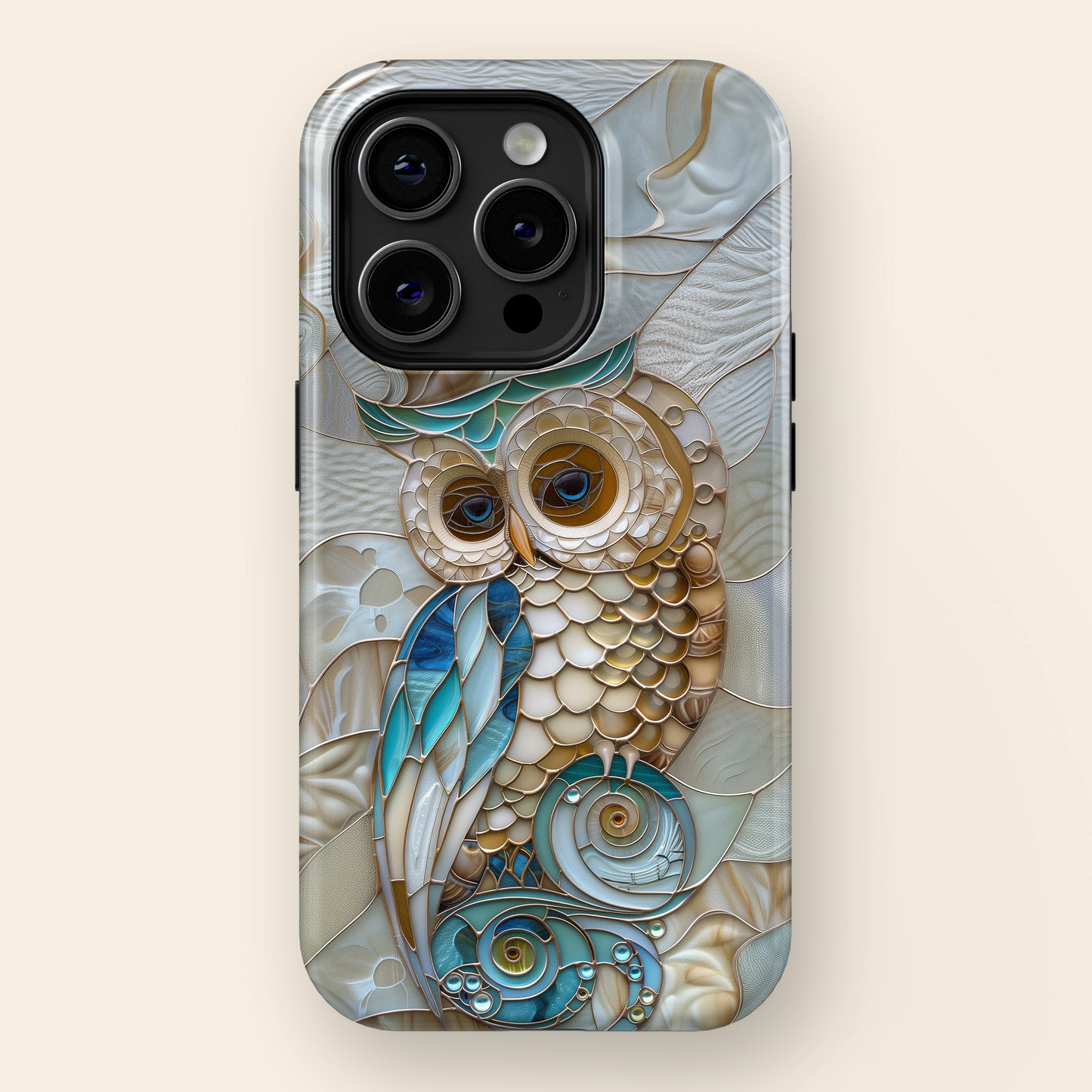 Cute Owl Stained Glass Design iPhone Case