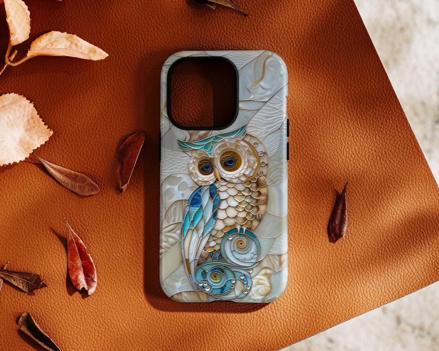 Cute Owl Stained Glass Design iPhone Case