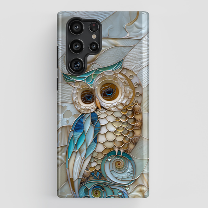 Cute Owl Stained Glass Design Samsung Phone Case