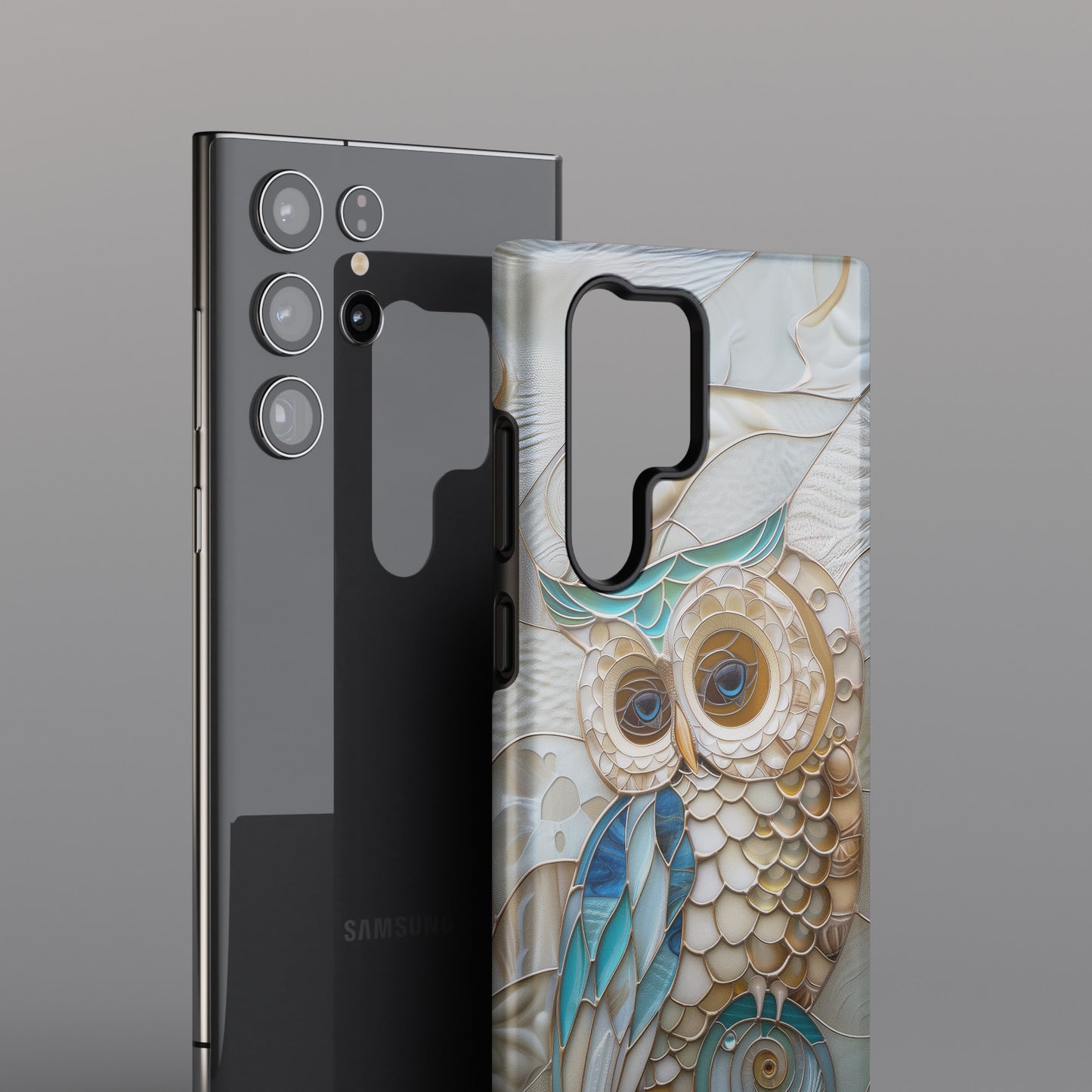 Cute Owl Stained Glass Design Samsung Phone Case