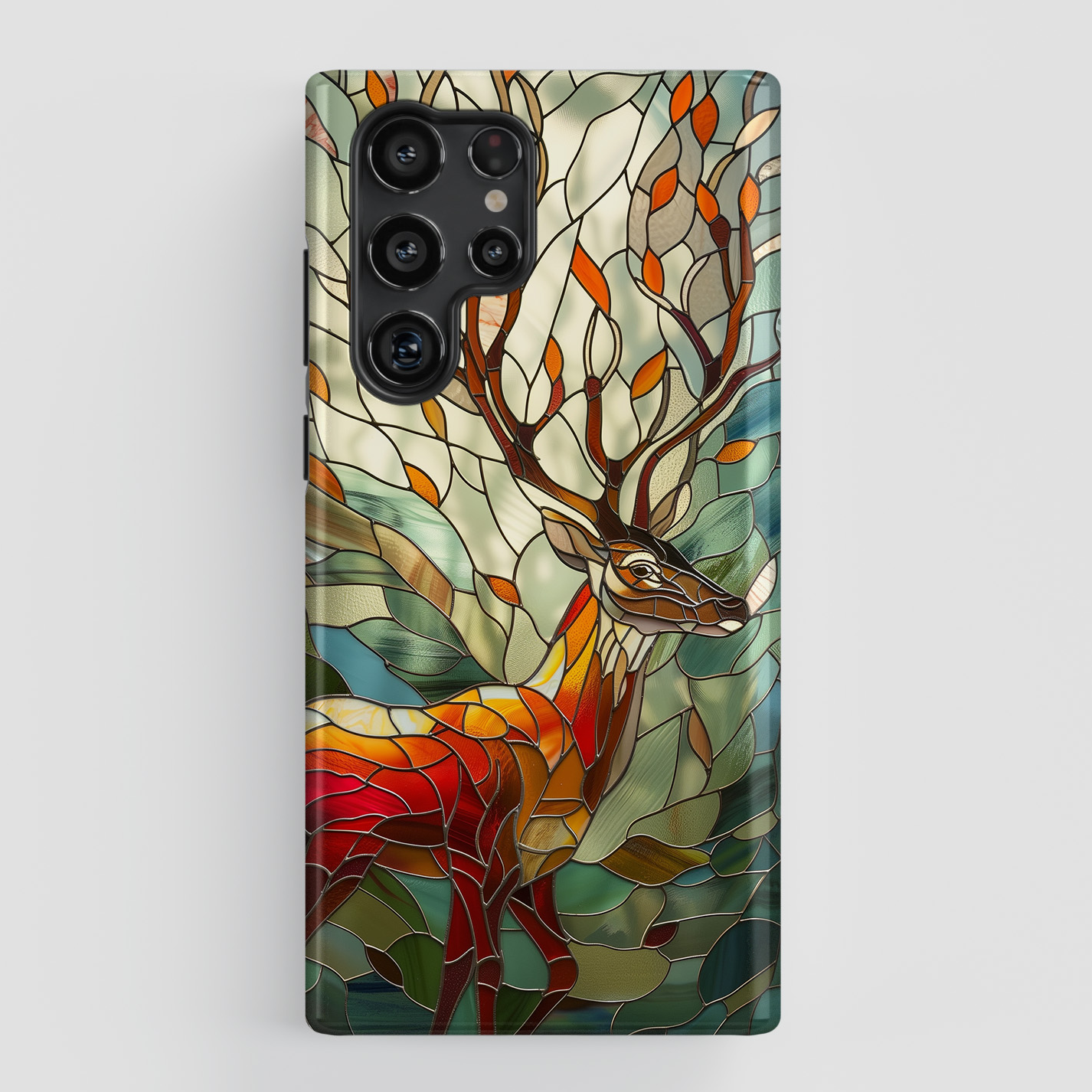 Deer Stained Glass Design Samsung Phone Case