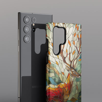 Deer Stained Glass Design Samsung Phone Case