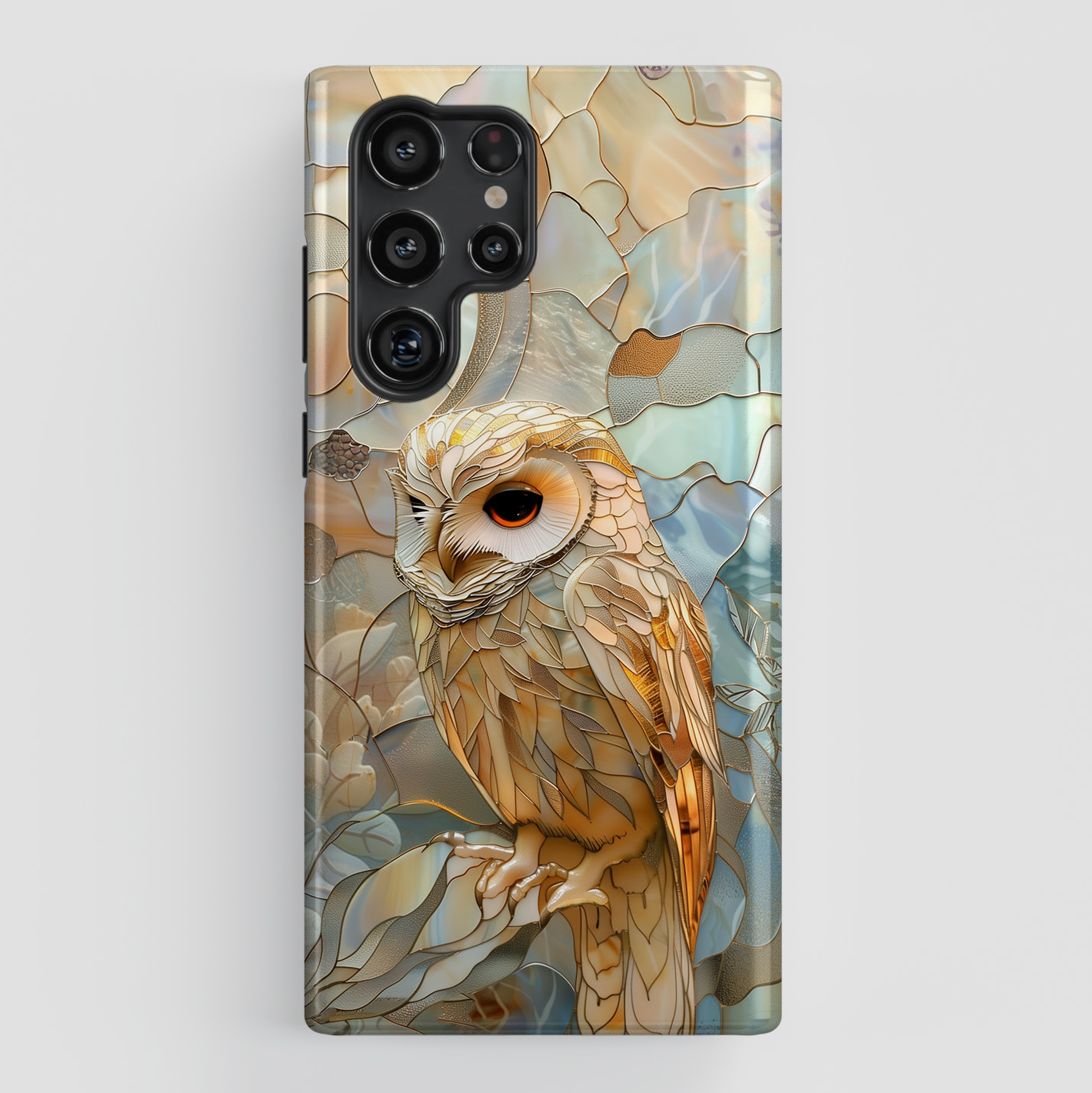 Elegant Owl Stained Glass Design Samsung Phone Case