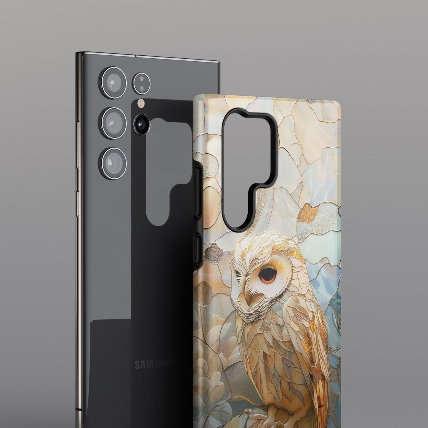 Elegant Owl Stained Glass Design Samsung Phone Case