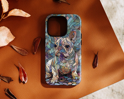 Cute French Bulldog Stained Glass Design iPhone Case