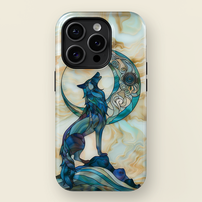 Howling Wolf Stained Glass Design iPhone Case