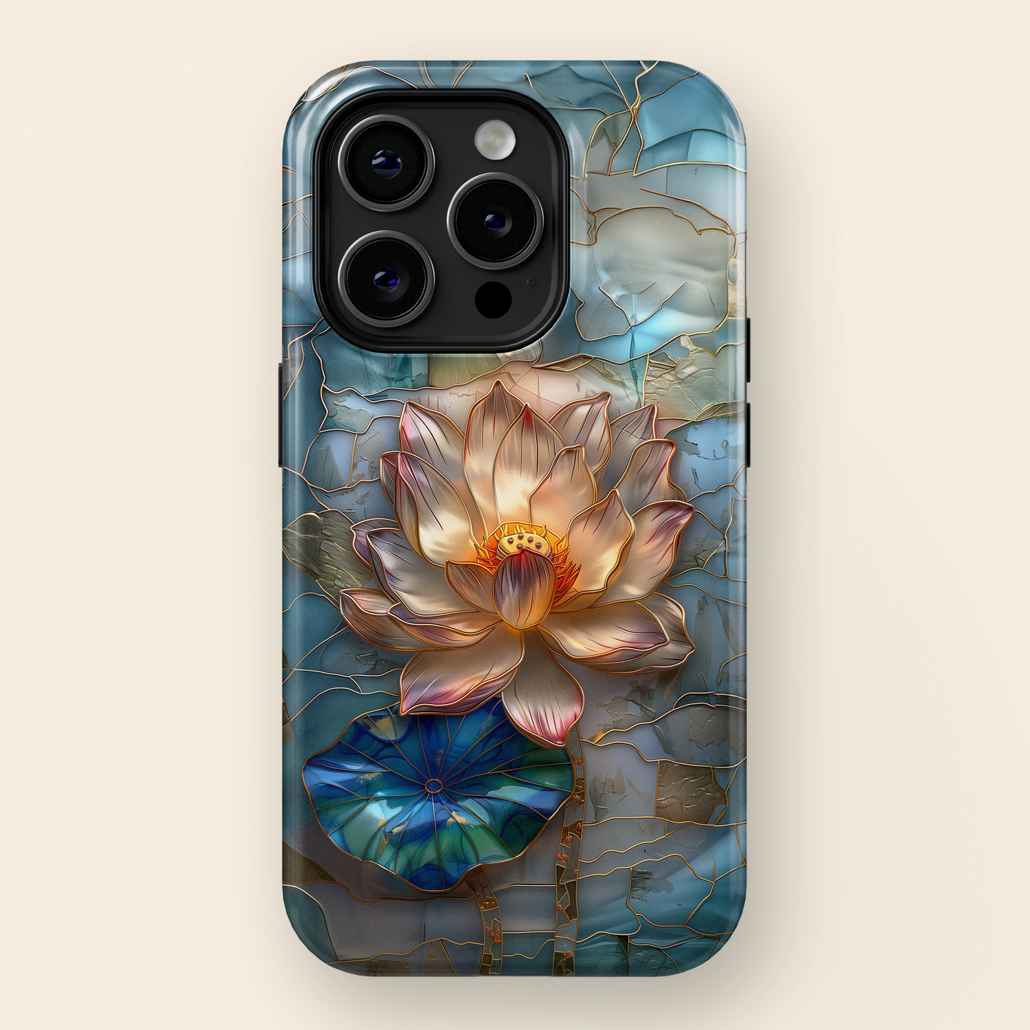 Lotus Flower Stained Glass Design iPhone Case