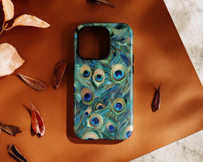 Peacock Feather Stained Glass Design iPhone Case