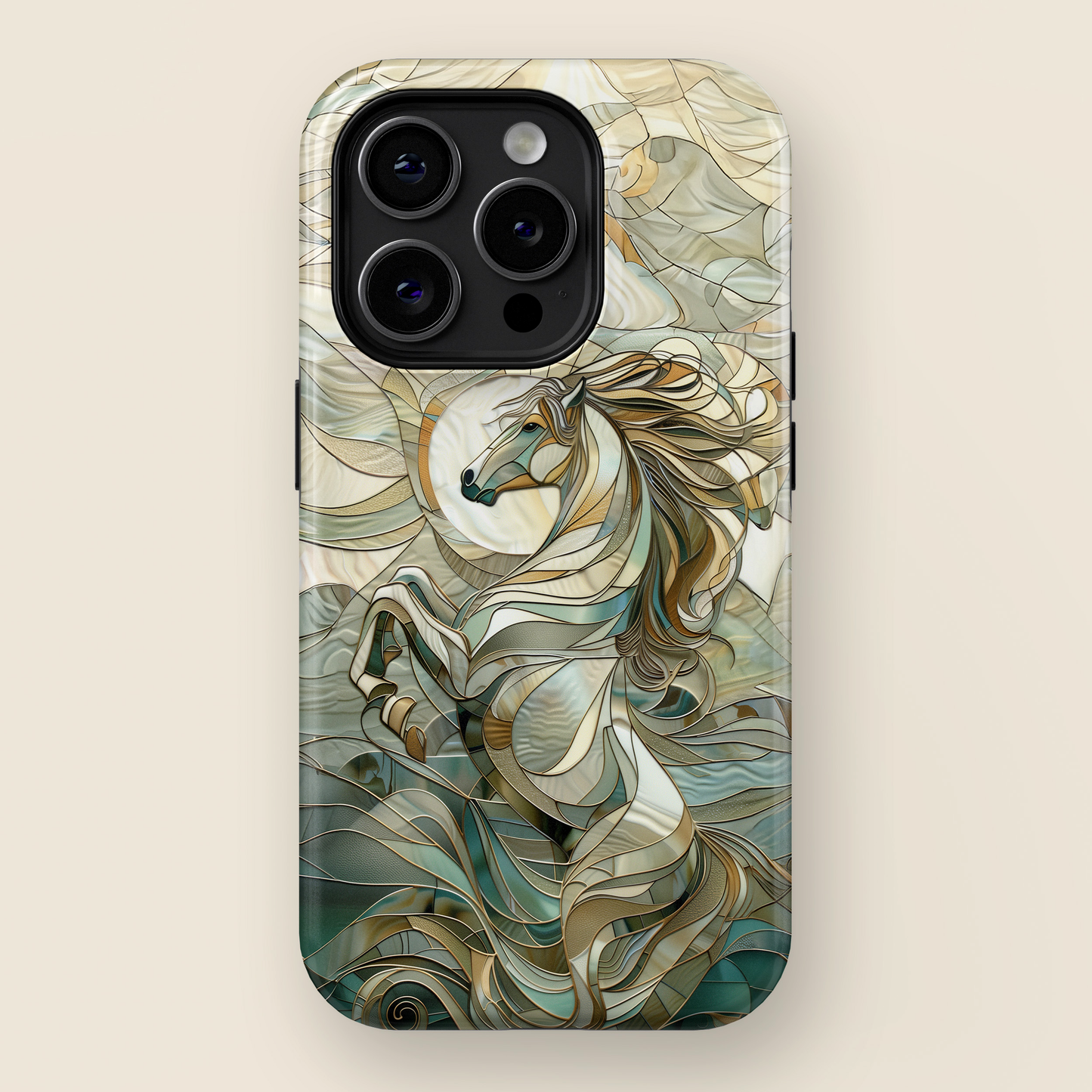 Rearing Horse Stained Glass Design iPhone Case