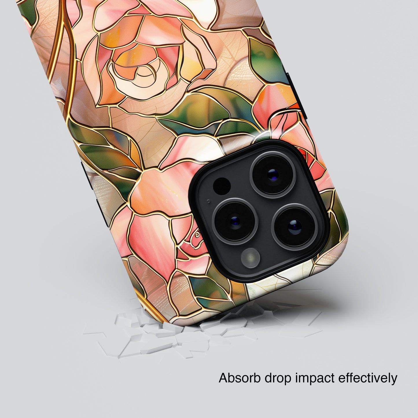 Pink Rose Gold Stained Glass Design iPhone Case