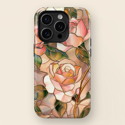 Pink Rose Gold Stained Glass Design iPhone Case