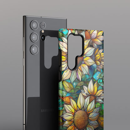 Sunflowers Stained Glass Design Samsung Phone Case