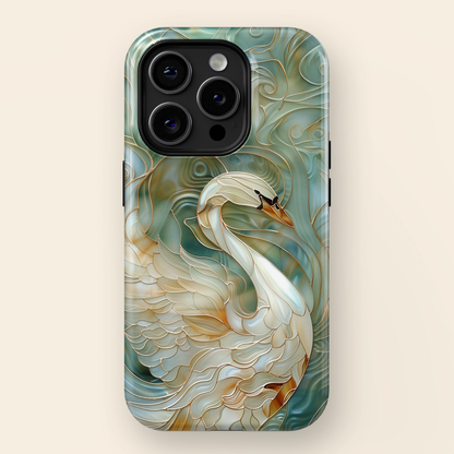 Swan Stained Glass Design iPhone Case