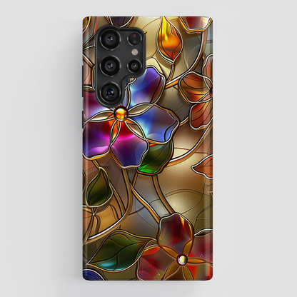 Wild Flowers Stained Glass Design Samsung Phone Case