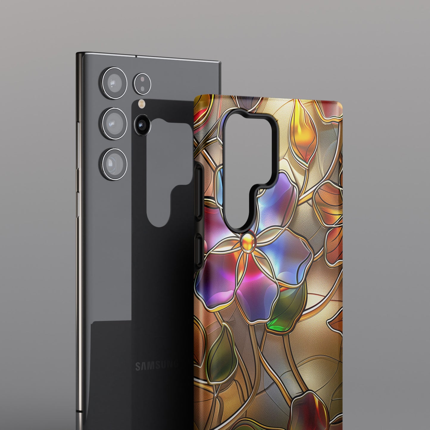 Wild Flowers Stained Glass Design Samsung Phone Case