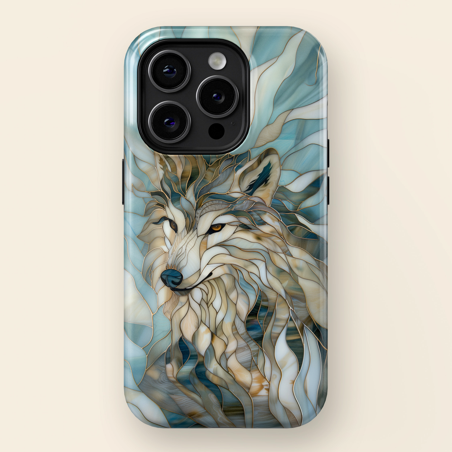 Majestic Wolf Stained Glass Design iPhone Case