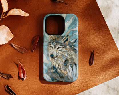 Majestic Wolf Stained Glass Design iPhone Case