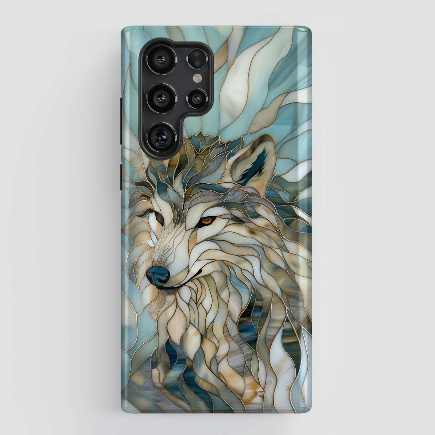 Majestic Wolf Stained Glass Design Samsung Phone Case