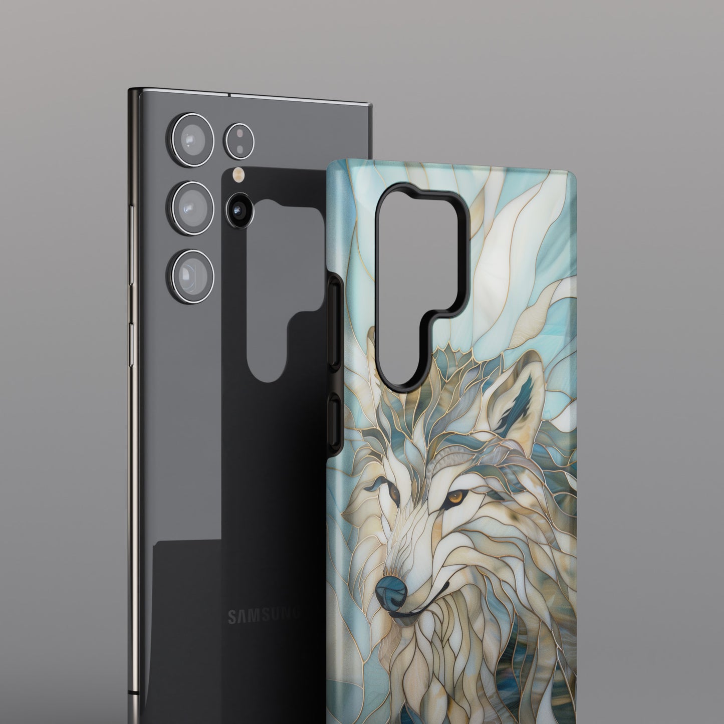 Majestic Wolf Stained Glass Design Samsung Phone Case