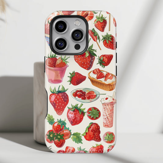 Strawberry Collage Pattern iPhone Case