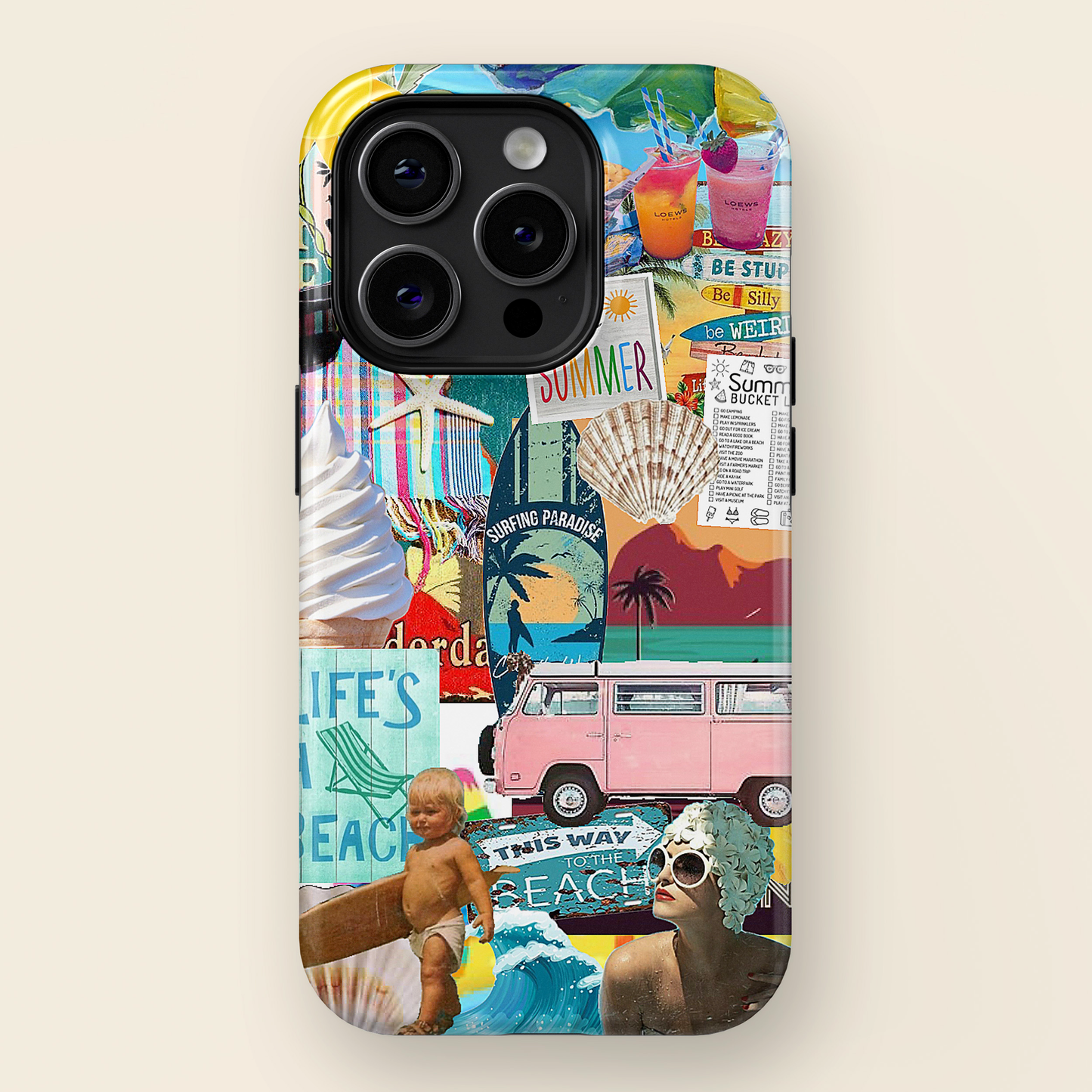 Vintage Summer Beach Design iPhone Case