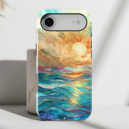 Sun & Ocean Stained Glass Design 1 Print iPhone Case