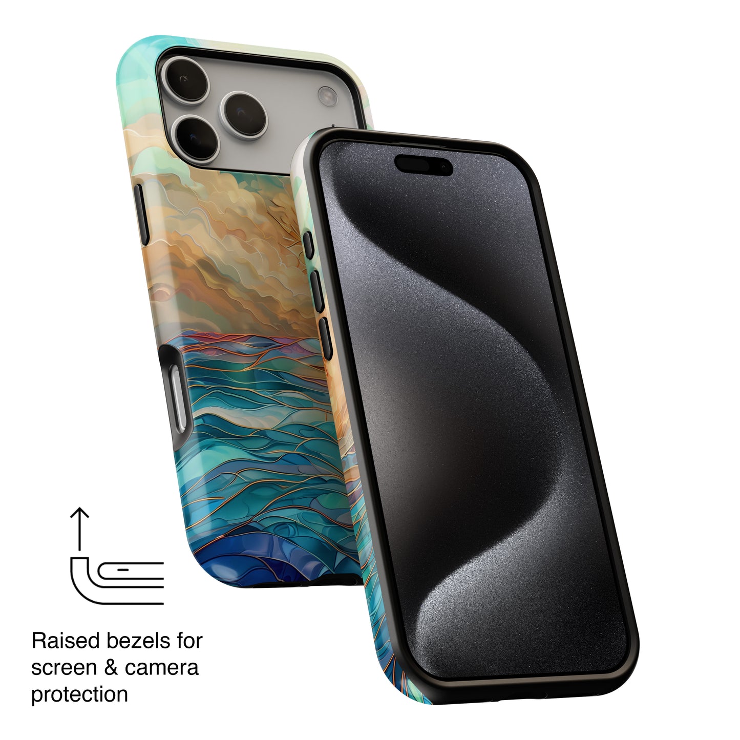 Sun & Ocean Stained Glass Design 1 Print iPhone Case