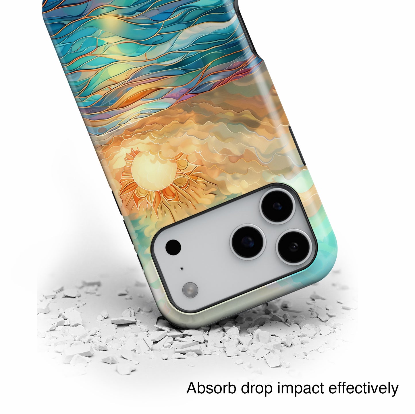 Sun & Ocean Stained Glass Design 1 Print iPhone Case