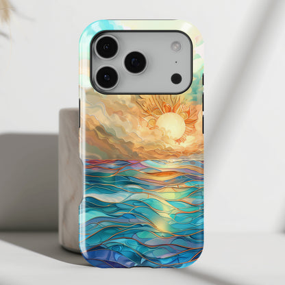 Sun & Ocean Stained Glass Design 1 Print iPhone Case