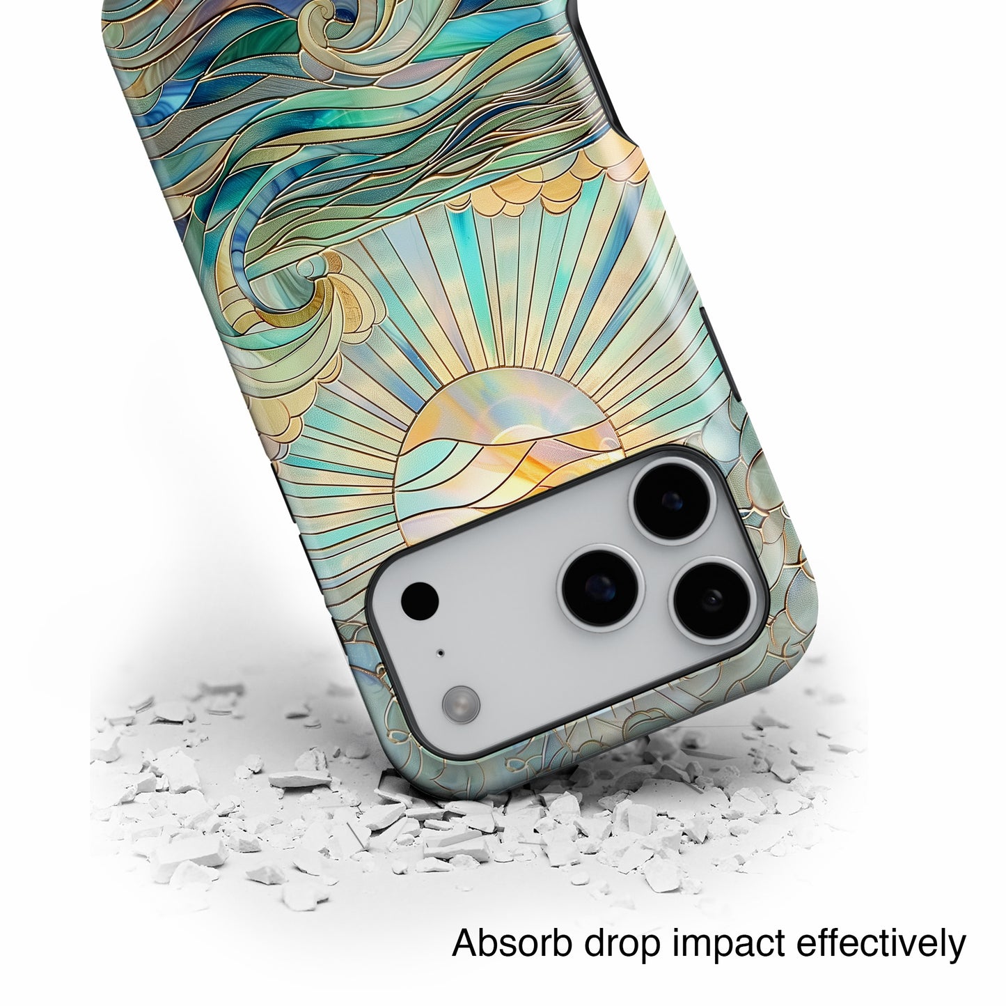Sun & Ocean Stained Glass Design Print iPhone Case