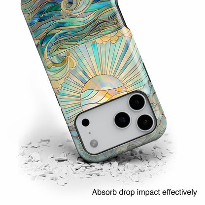 Sun & Ocean Stained Glass Design Print iPhone Case