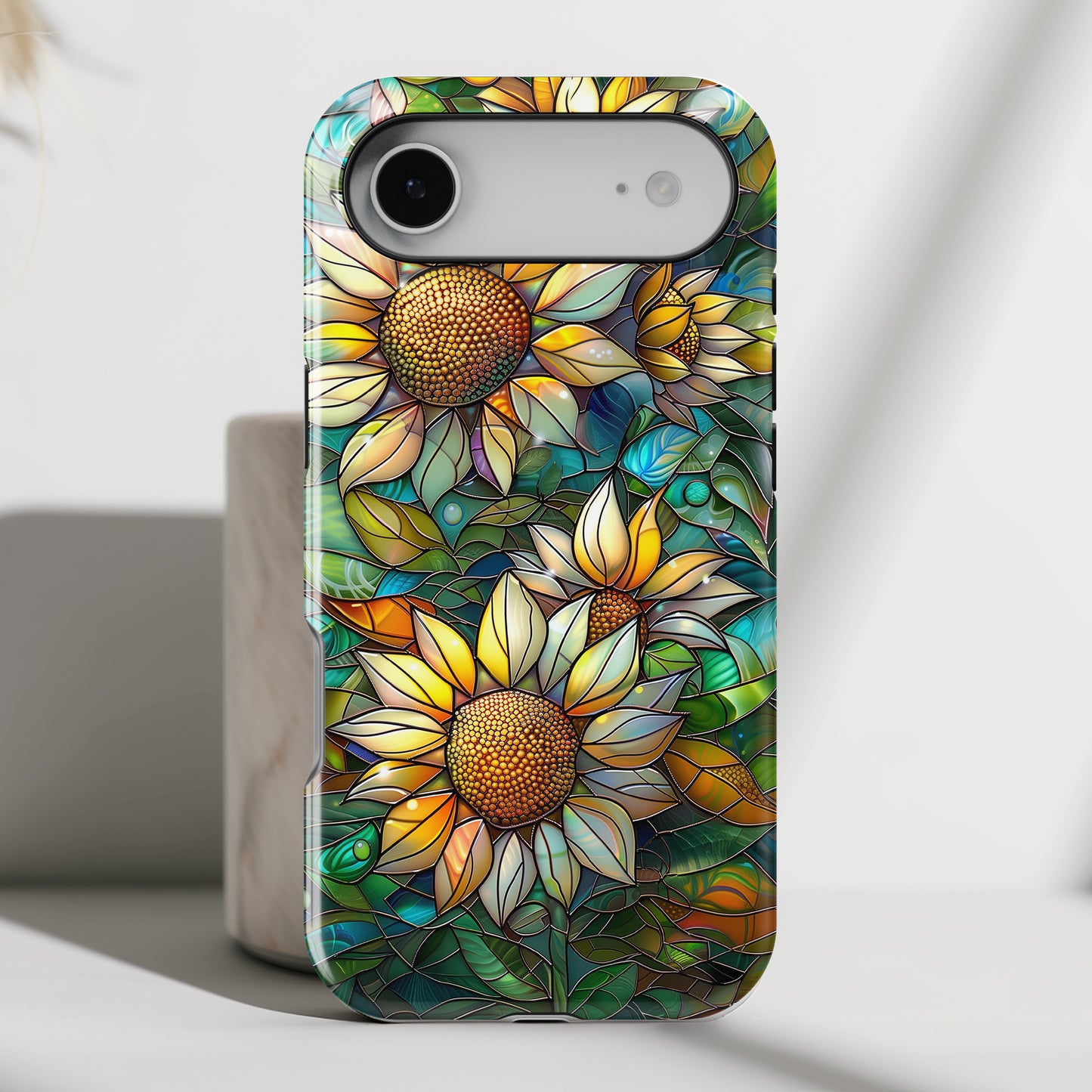 Sunflowers Stained Glass Design Print iPhone Case