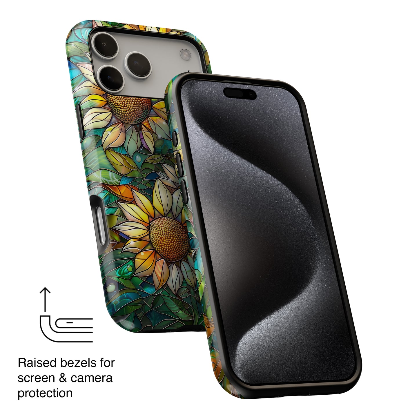 Sunflowers Stained Glass Design Print iPhone Case