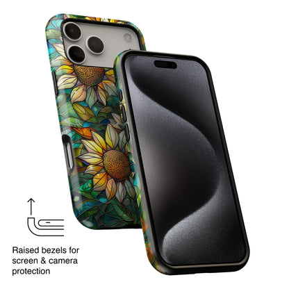 Sunflowers Stained Glass Design Print iPhone Case