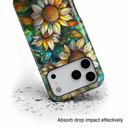 Sunflowers Stained Glass Design Print iPhone Case