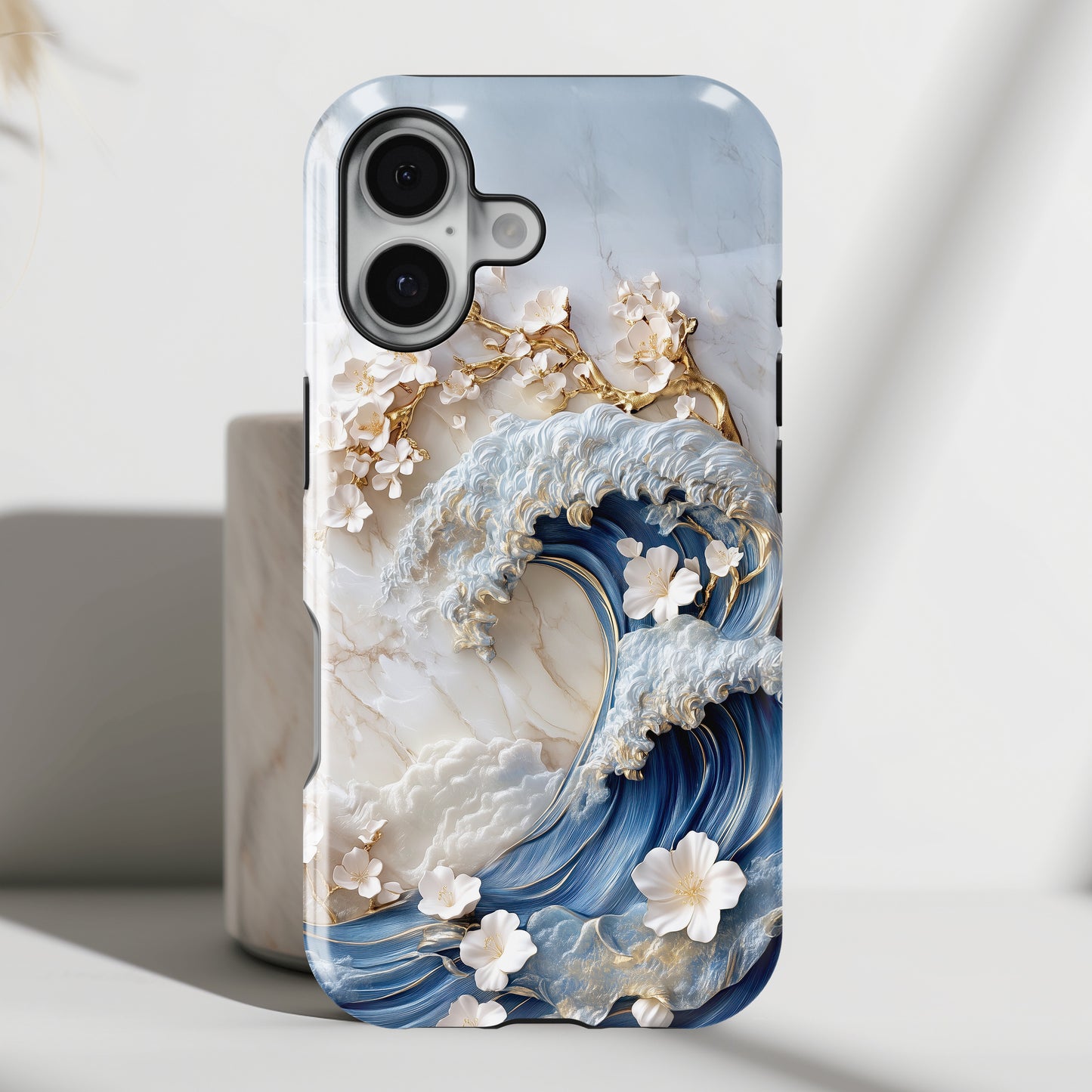 The Great Wave Floral Marble Theme Design 2 iPhone Case