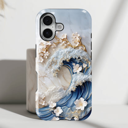 The Great Wave Floral Marble Theme Design 2 iPhone Case