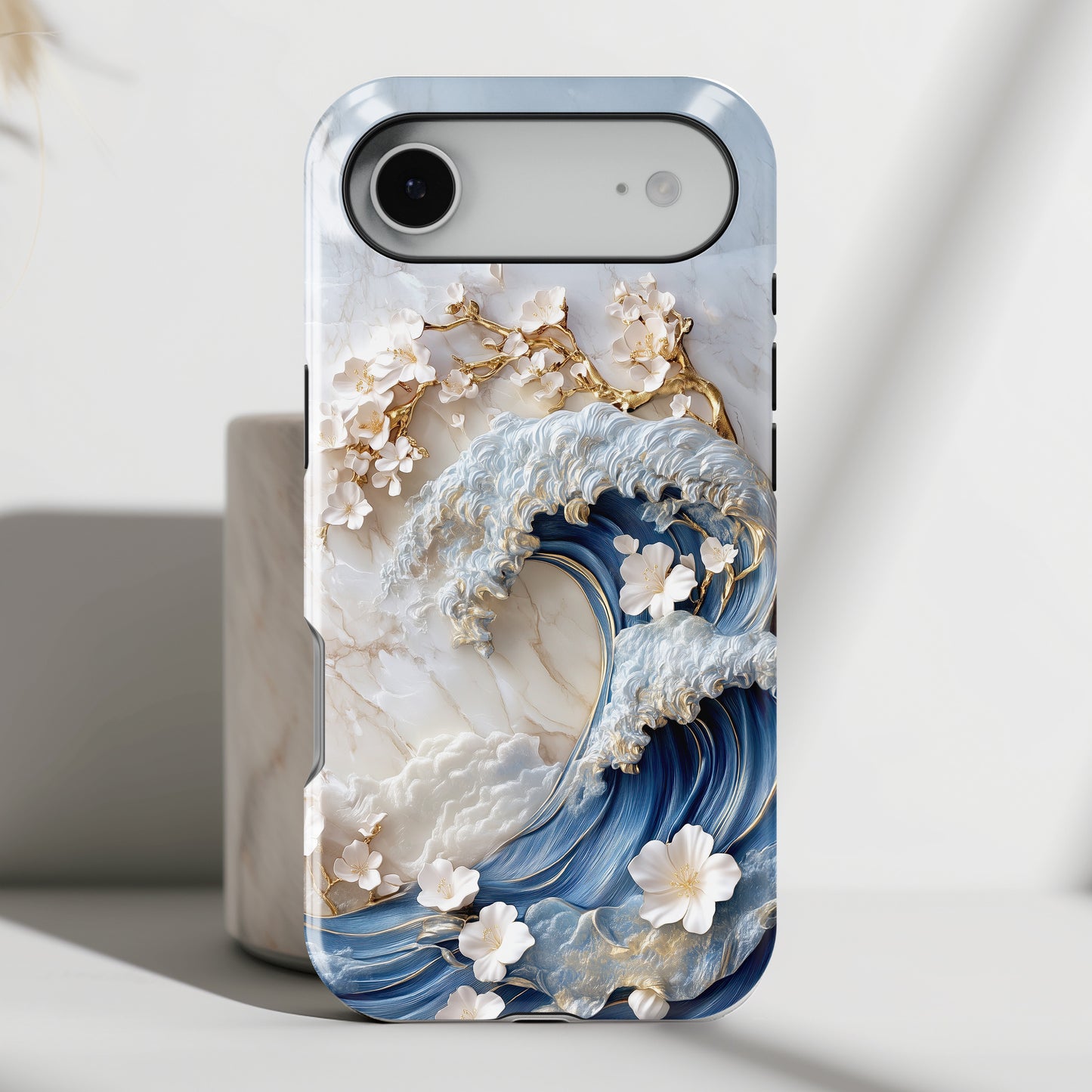 The Great Wave Floral Marble Theme Design 2 iPhone Case